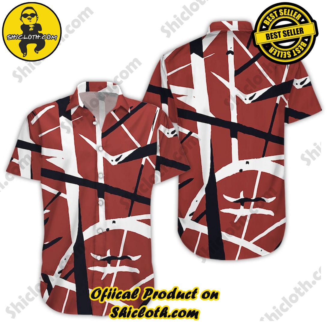Eddie Van Halen Simple Red Hawaiian Shirt 5 Eddie Van Halen Simple Red Hawaiian Shirt - Image 5