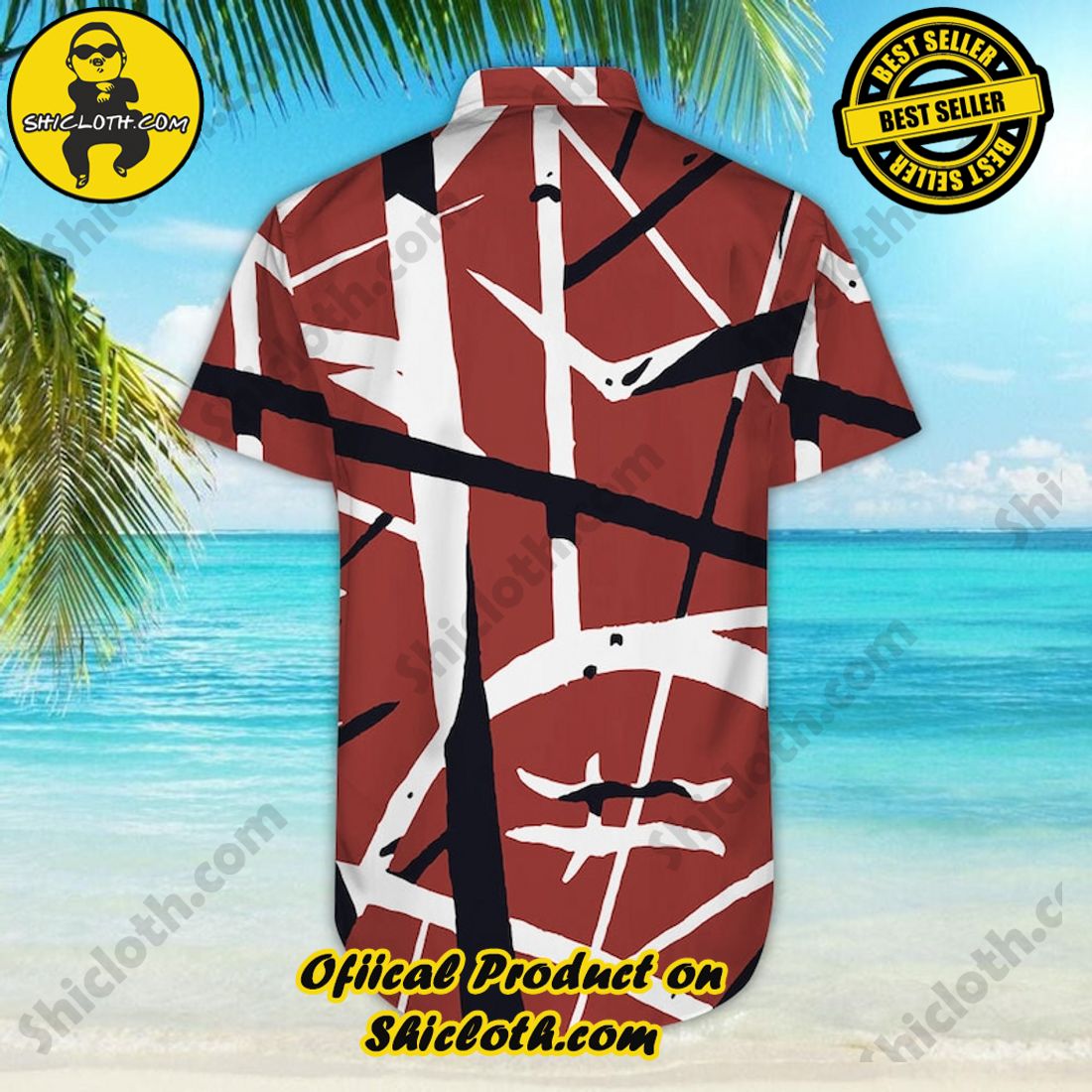 Eddie Van Halen Simple Red Hawaiian Shirt 7 Eddie Van Halen Simple Red Hawaiian Shirt - Image 7