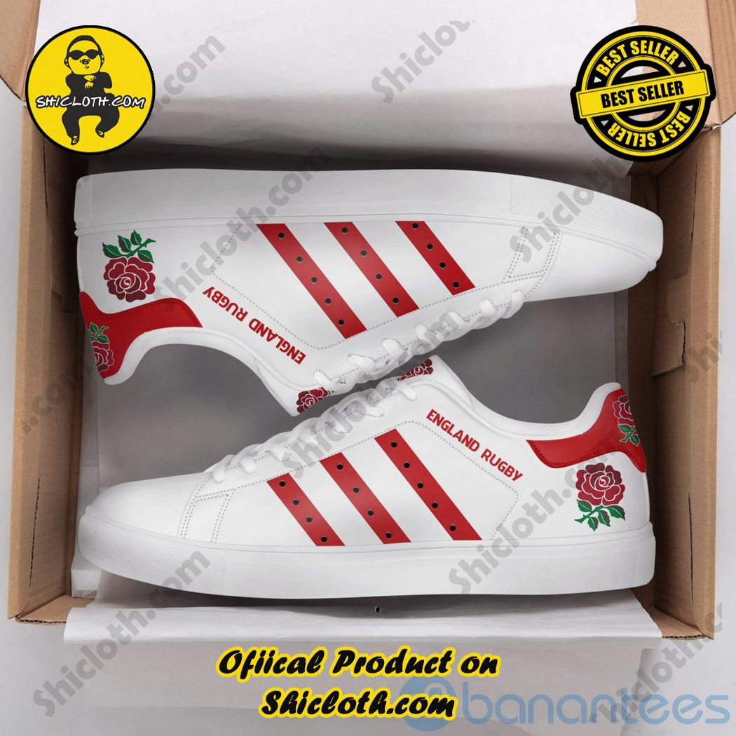 Elevate Your Look with Stan Smith Shoes from Shiclothshop 6 England Rugby Red Striped Adidas Stan Smith Low Top Shoes