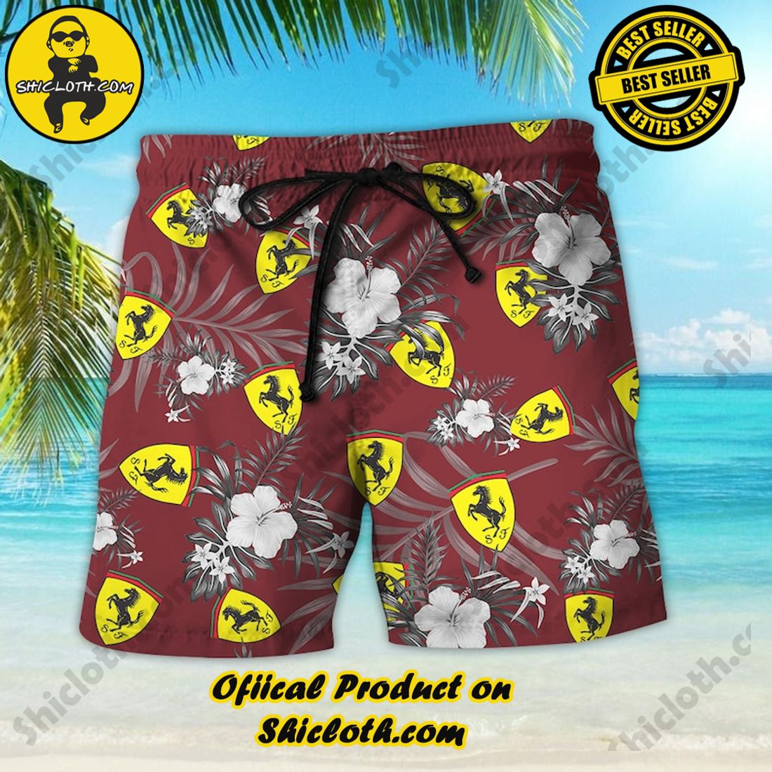Ferrari Floral Red Hawaiian Shirt 4 Ferrari Floral Red Hawaiian Shirt - Image 4