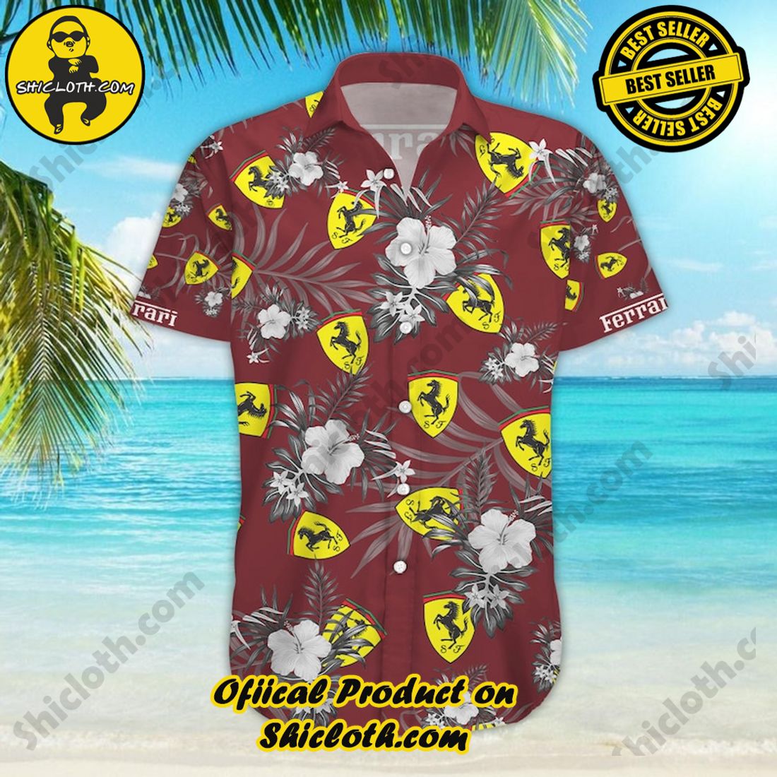 Ferrari Floral Red Hawaiian Shirt 6 Ferrari Floral Red Hawaiian Shirt - Image 6