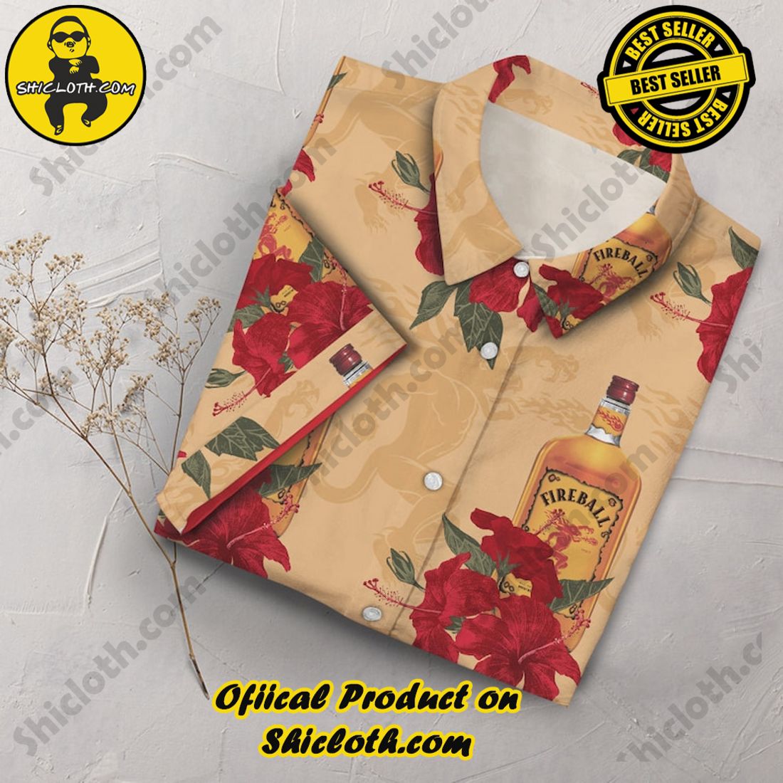 Fireball Cinnamon Whisky Floral Aloha Hawaiian Shirt 3 Fireball Cinnamon Whisky Floral Aloha Hawaiian Shirt - Image 3