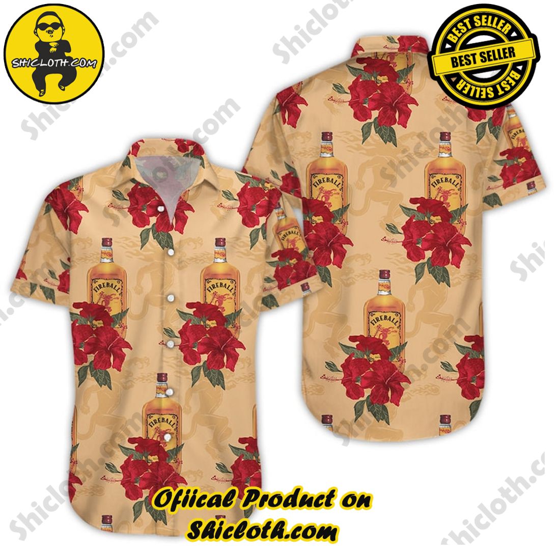 Fireball Cinnamon Whisky Floral Aloha Hawaiian Shirt 5 Fireball Cinnamon Whisky Floral Aloha Hawaiian Shirt - Image 5
