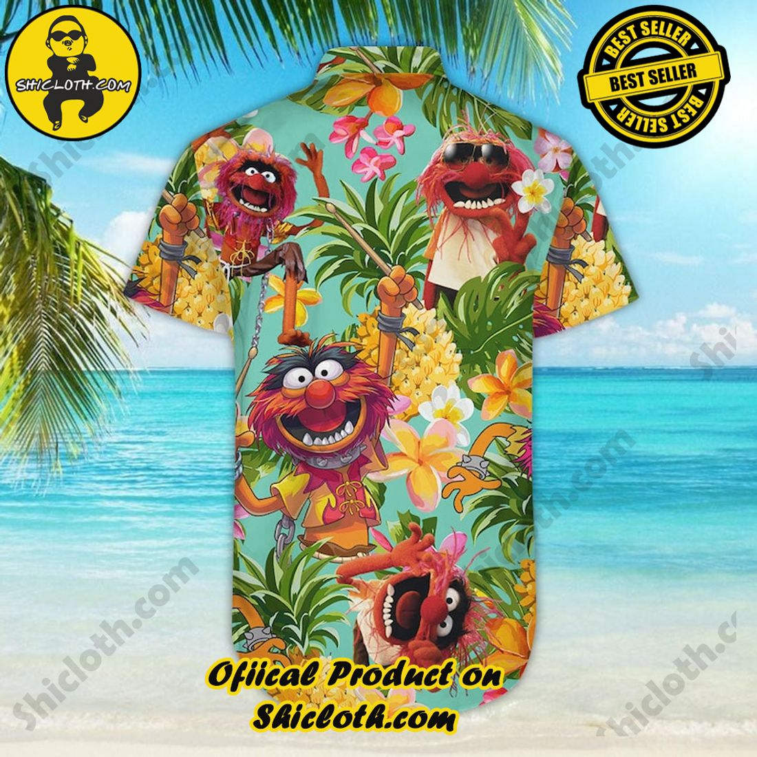 Alternative view of Funny Muppet Tropical Pineapple Hawaiian Shirt