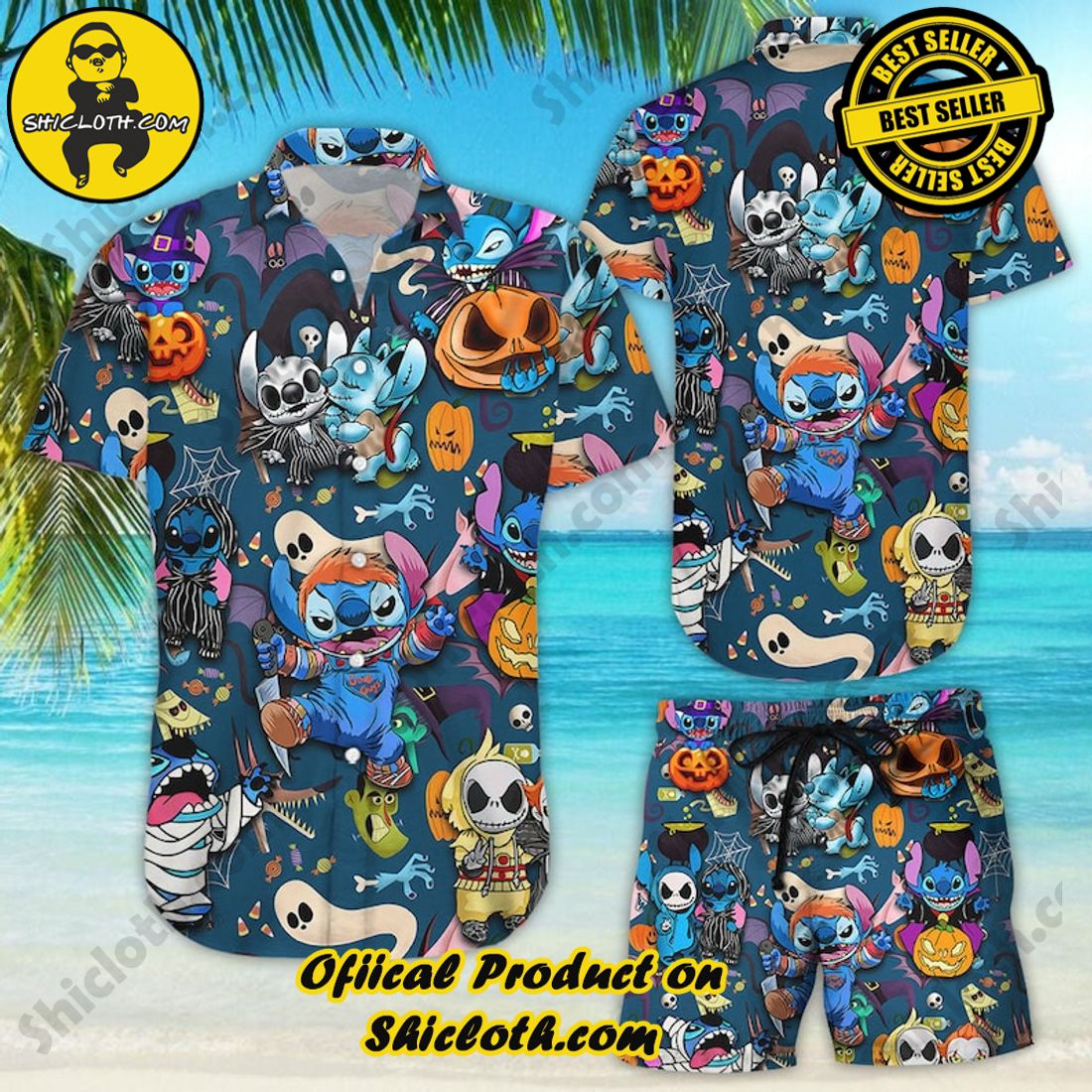 Funny Stitch Halloween Aloha Hawaiian Shirt