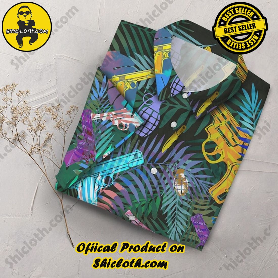 Golden Blue Gun Tropical Hawaiian Shirt 3 Golden Blue Gun Tropical Hawaiian Shirt - Image 3