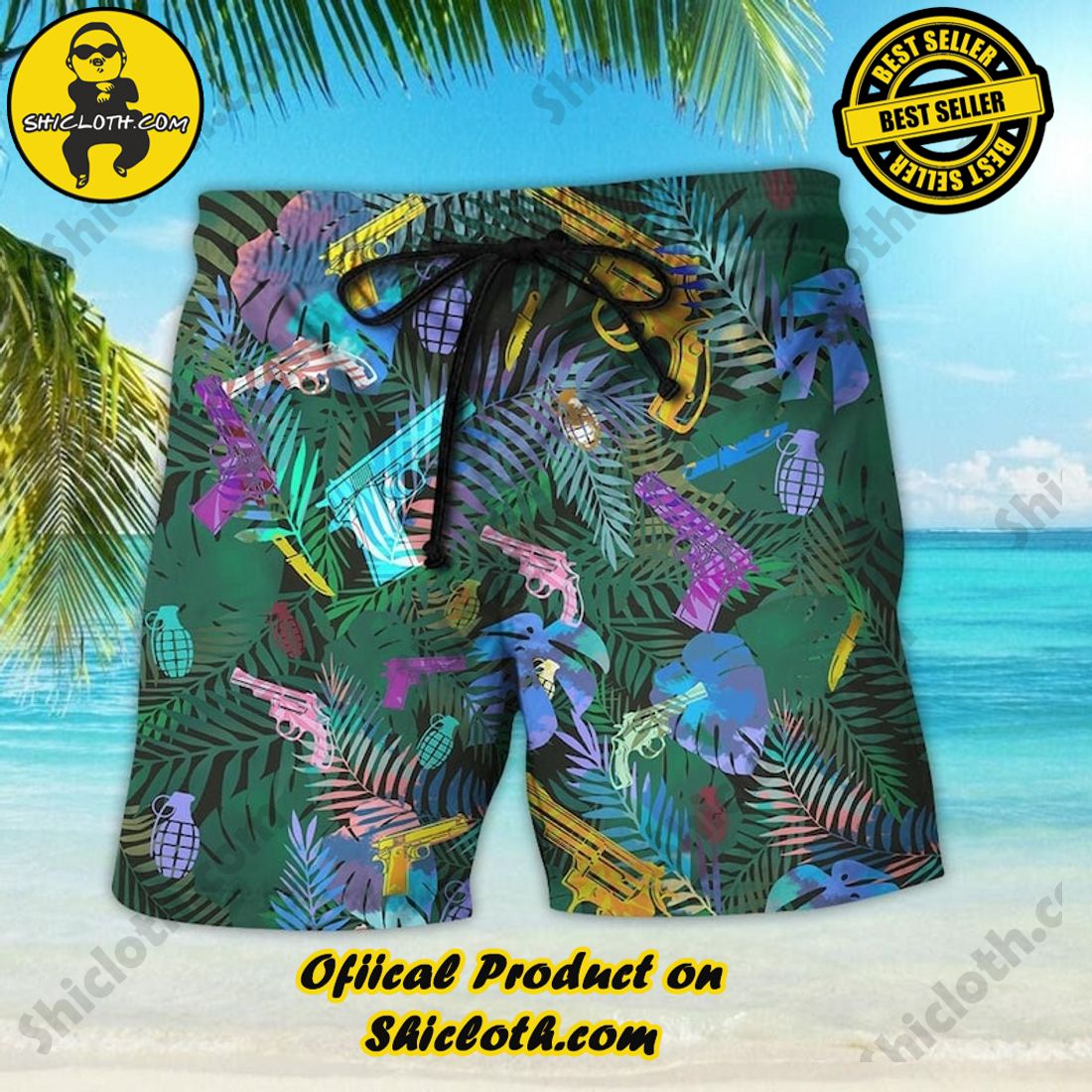 Golden Blue Gun Tropical Hawaiian Shirt 4 Golden Blue Gun Tropical Hawaiian Shirt - Image 4