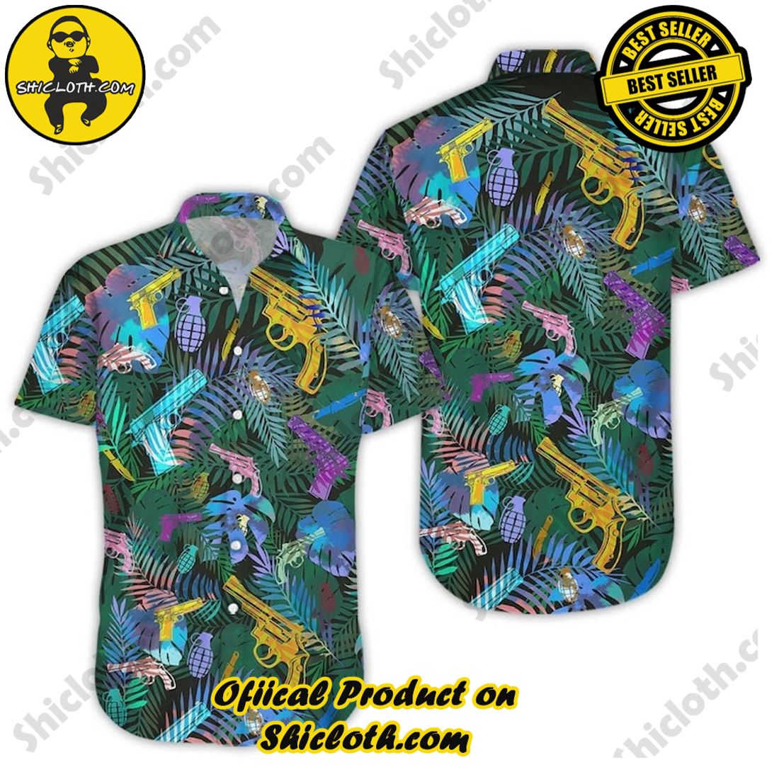 Golden Blue Gun Tropical Hawaiian Shirt 5 Golden Blue Gun Tropical Hawaiian Shirt - Image 5