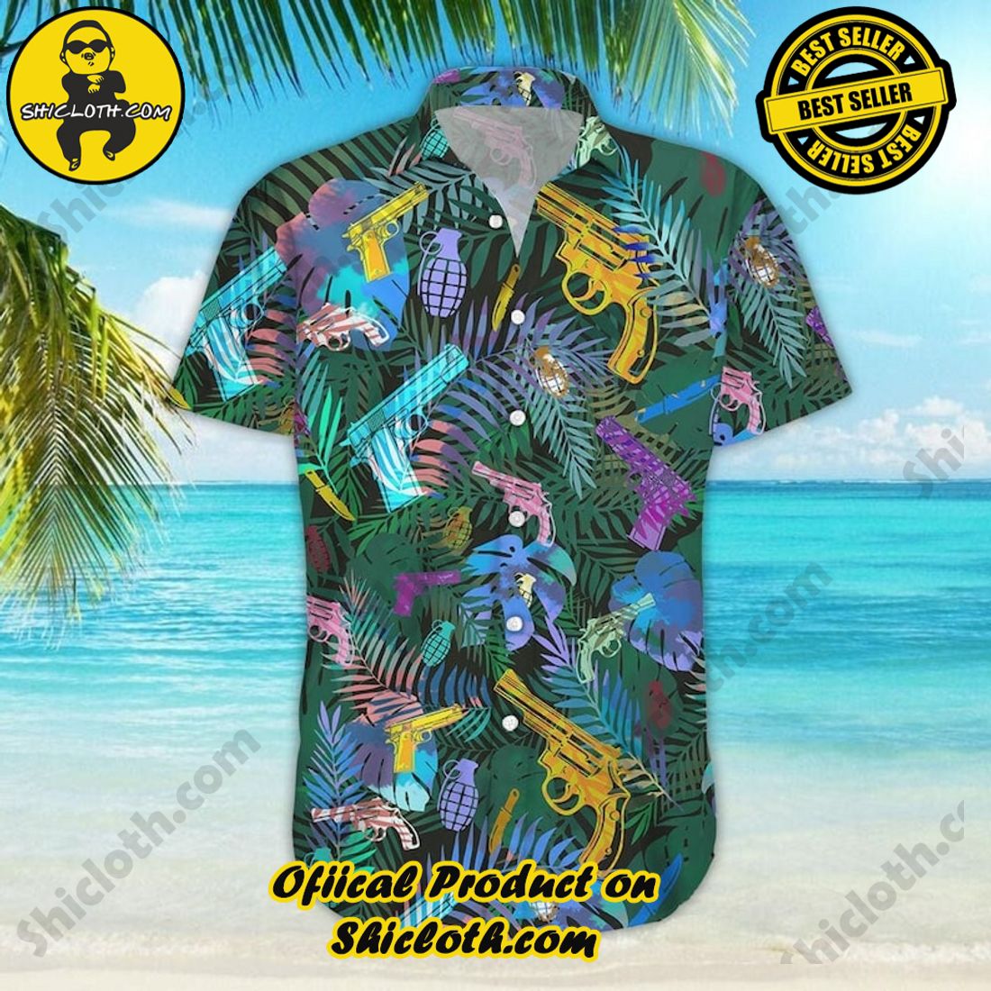 Golden Blue Gun Tropical Hawaiian Shirt 6 Golden Blue Gun Tropical Hawaiian Shirt - Image 6