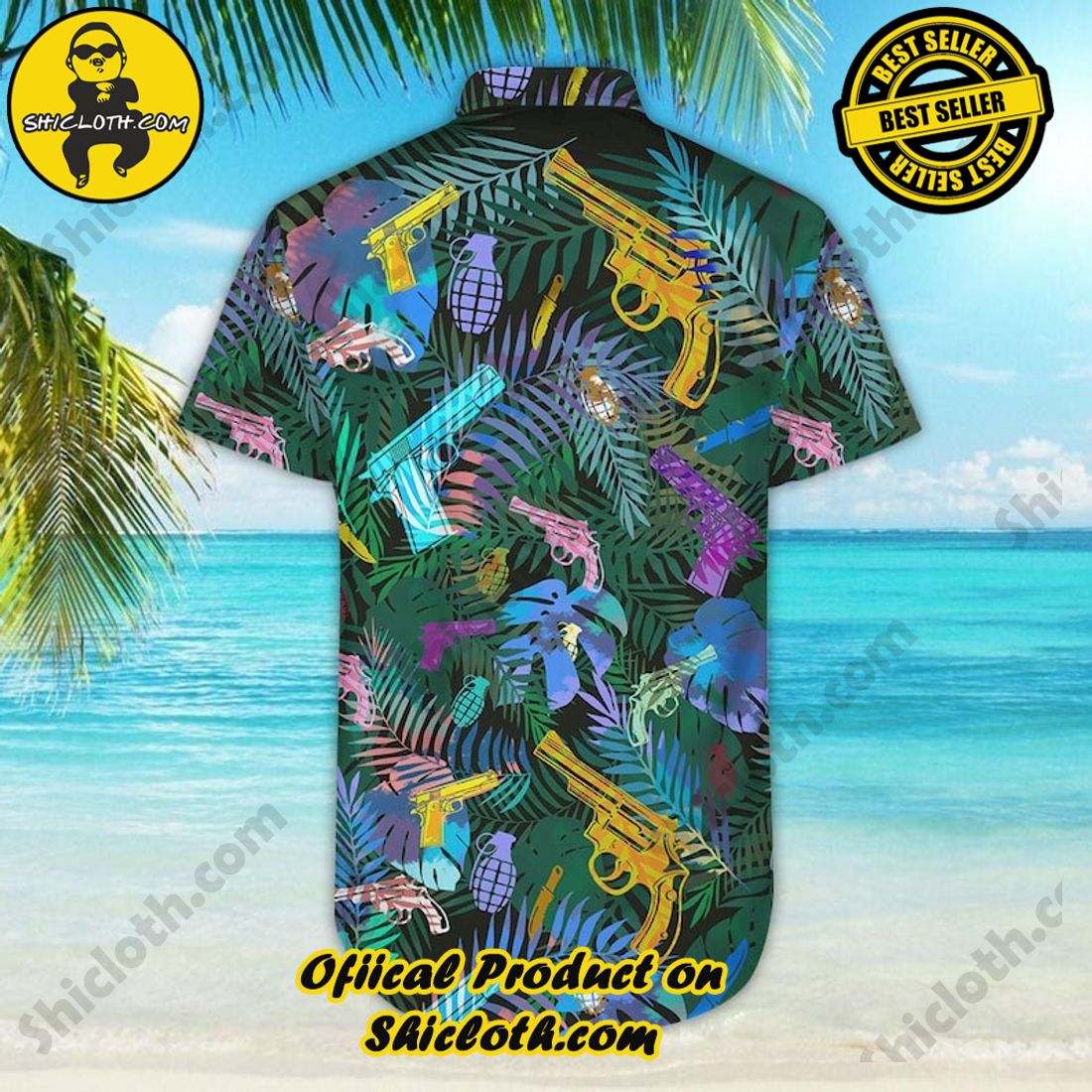 Golden Blue Gun Tropical Hawaiian Shirt 7 Golden Blue Gun Tropical Hawaiian Shirt - Image 7
