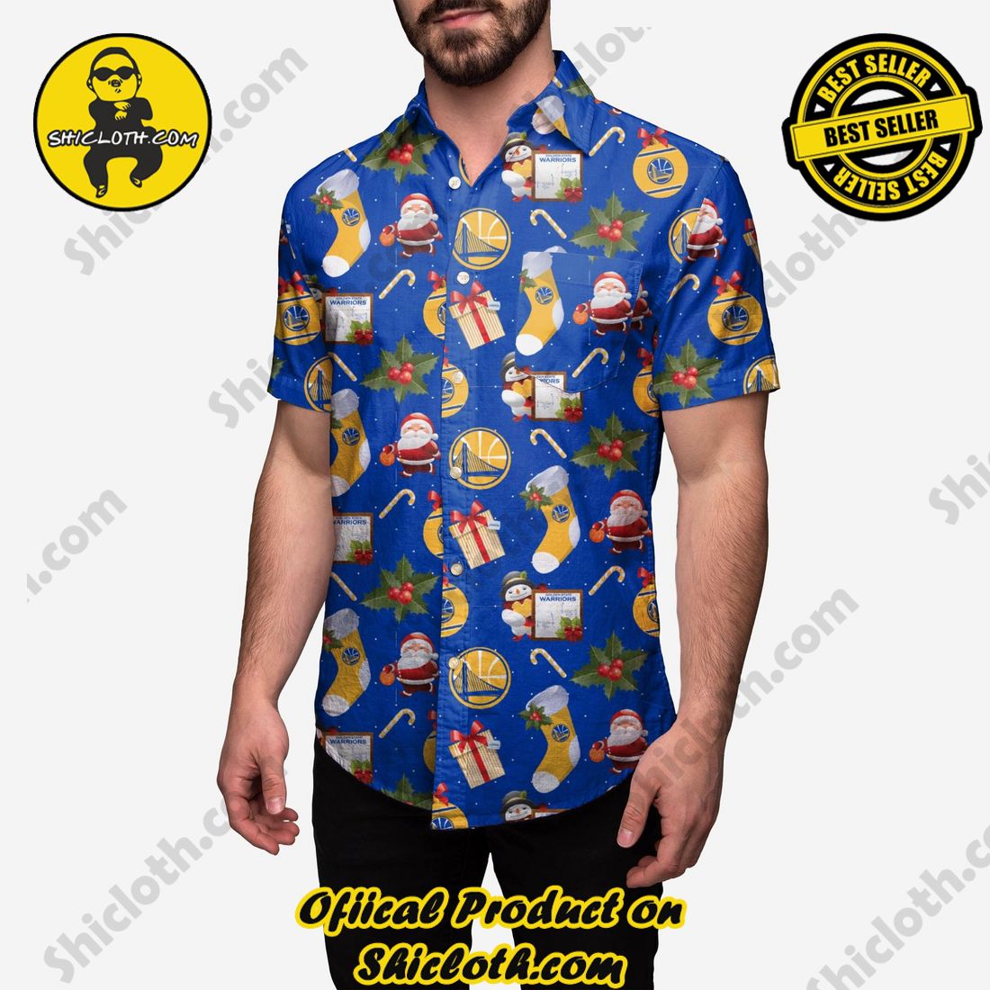HOT HIT Hawaiian Shirt And Short in Shicloth !!! Own it now 6 Golden State Warriors Christmas Explosion Button Up Shirt