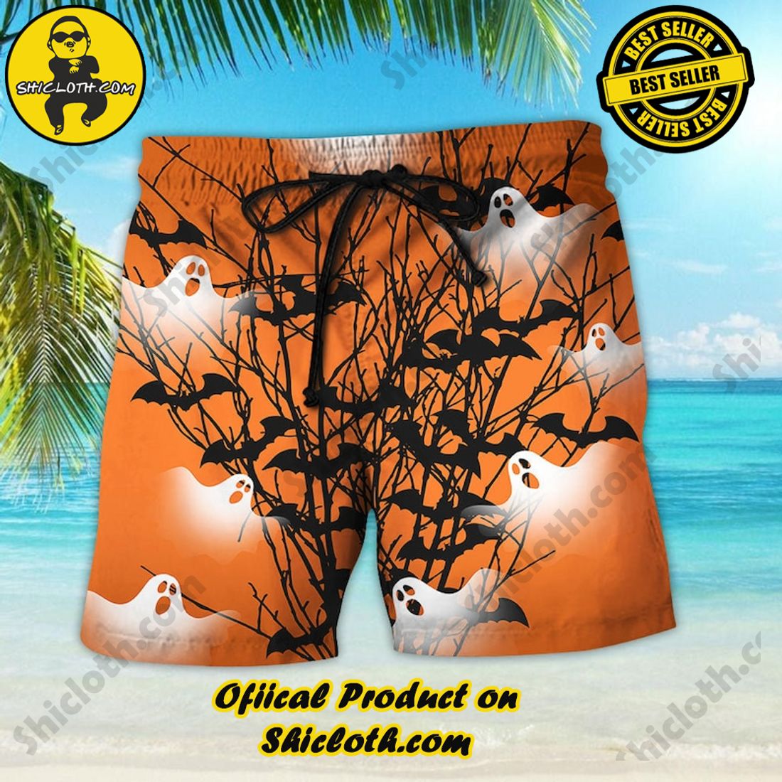 Halloween Tree Ghost Bat Orange Hawaiian Shirt 4 Halloween Tree Ghost Bat Orange Hawaiian Shirt - Image 4