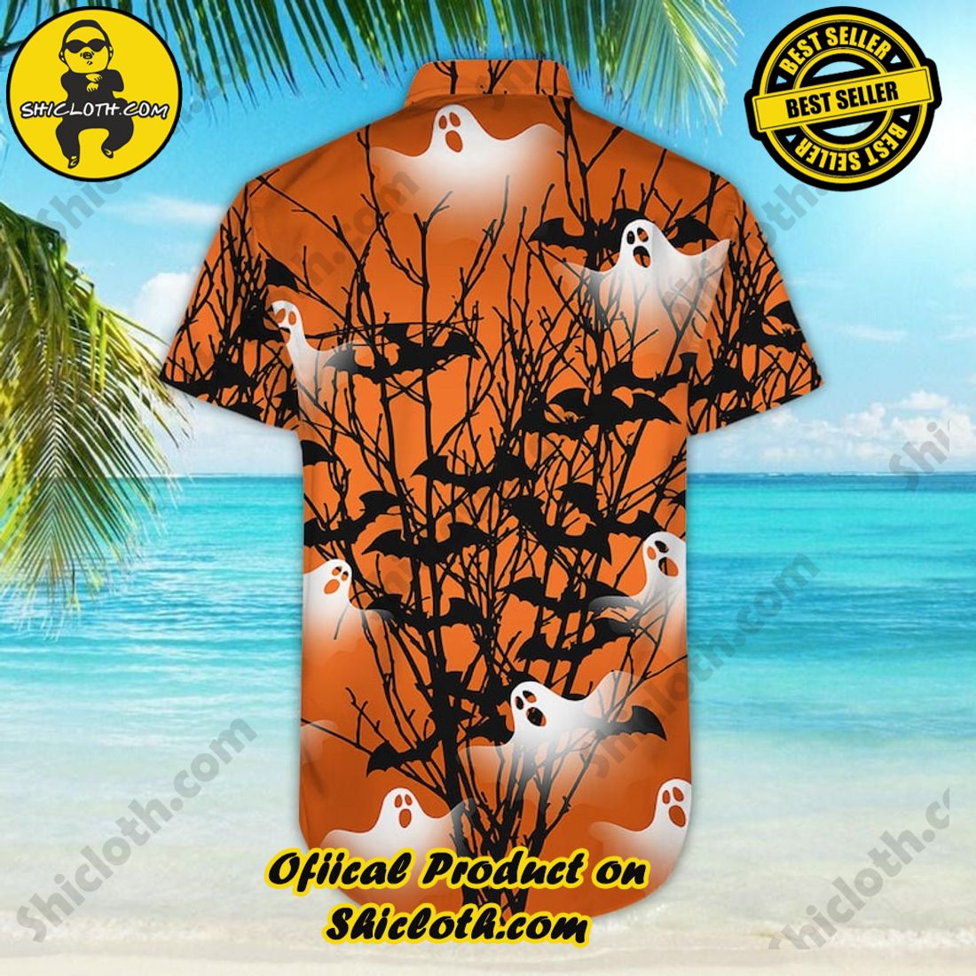 Halloween Tree Ghost Bat Orange Hawaiian Shirt 7 Halloween Tree Ghost Bat Orange Hawaiian Shirt - Image 7
