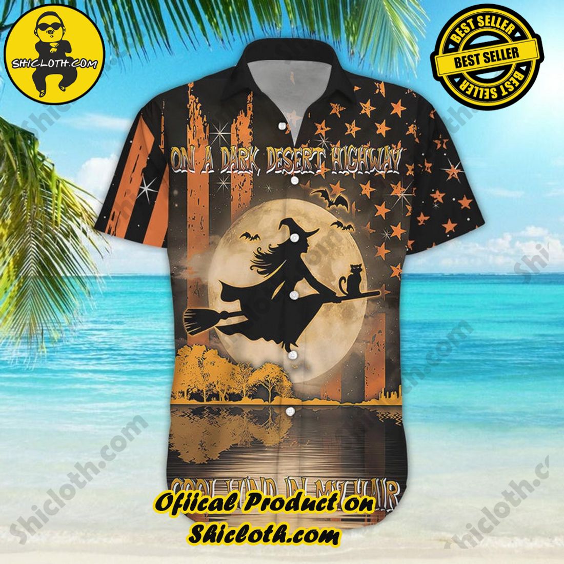Halloween Witch On A Dark Desert Highway Hawaiian Shirt 6 Halloween Witch On A Dark Desert Highway Hawaiian Shirt - Image 6