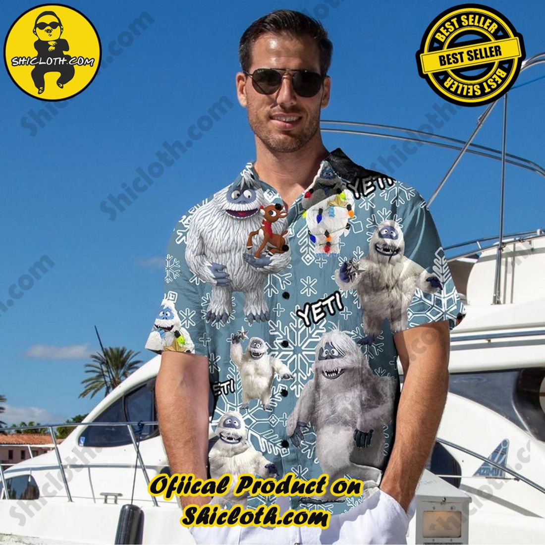 Alternative view of Hot Bumble The Abominable Snowman Bl Hawaiian Shirt