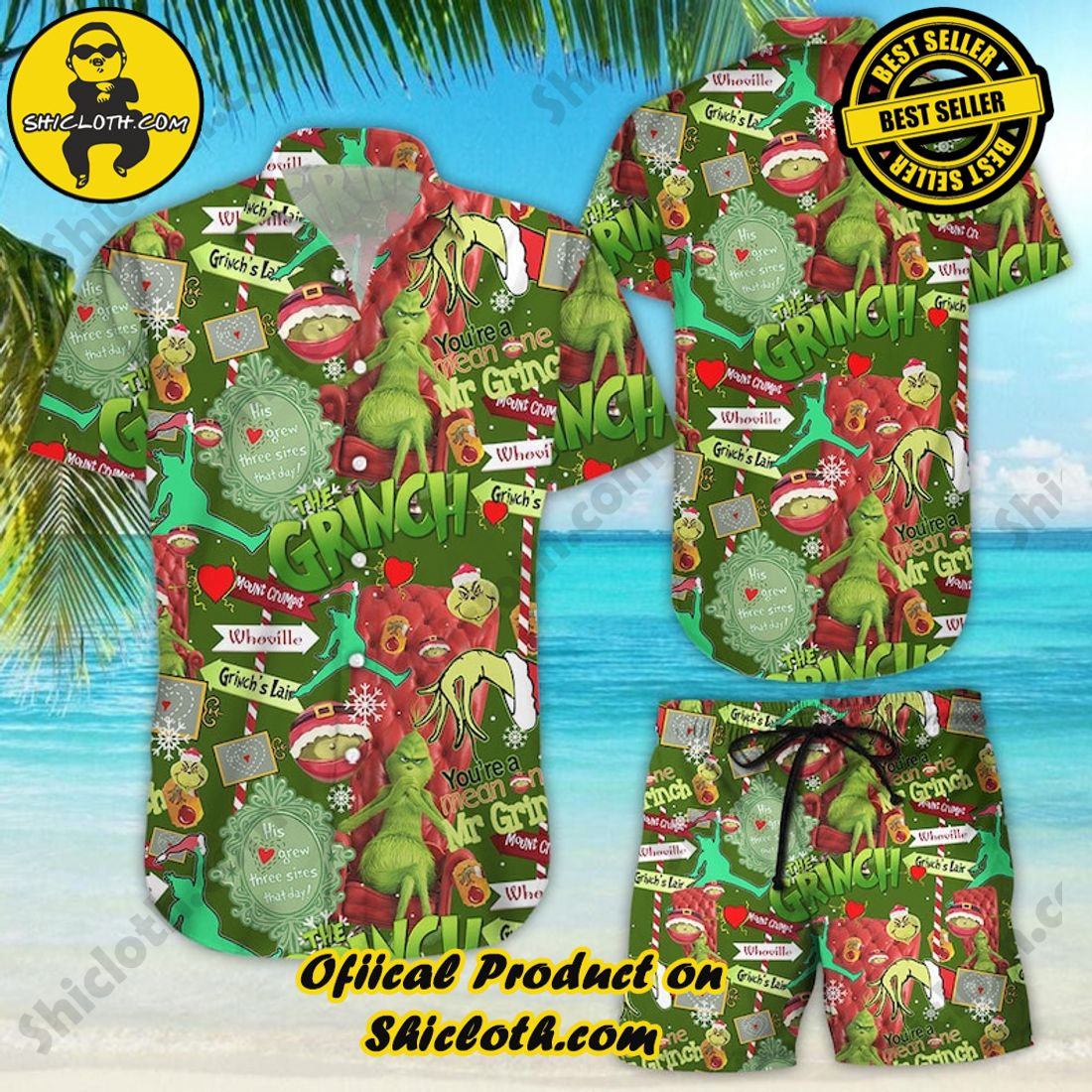 Hot Grinch Mngt Vintage Aloha Hawaiian Shirt