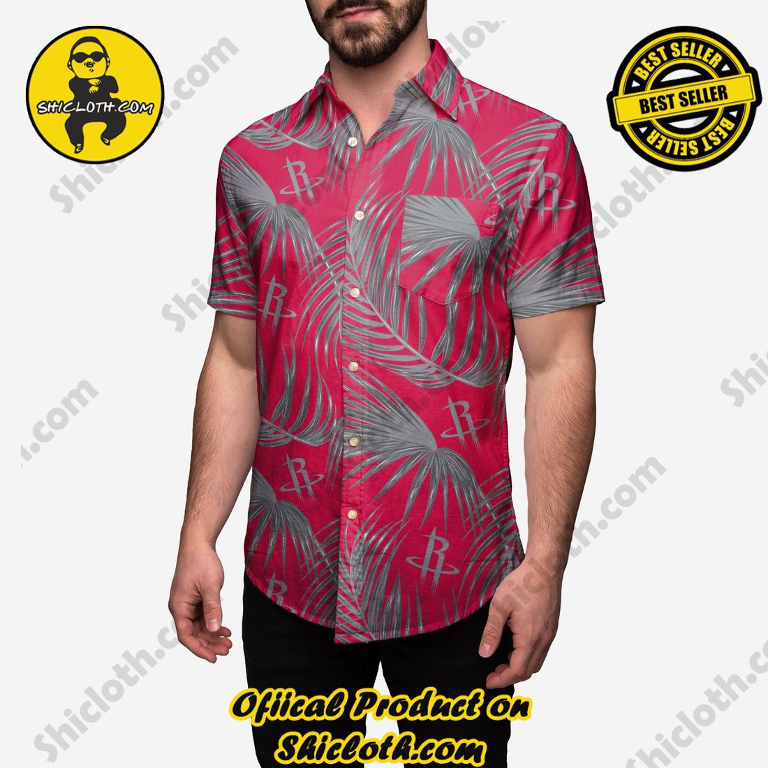 HOT HIT Hawaiian Shirt And Short in Shicloth !!! Own it now 13 Houston Rockets Hawaiian Button Up Shirt