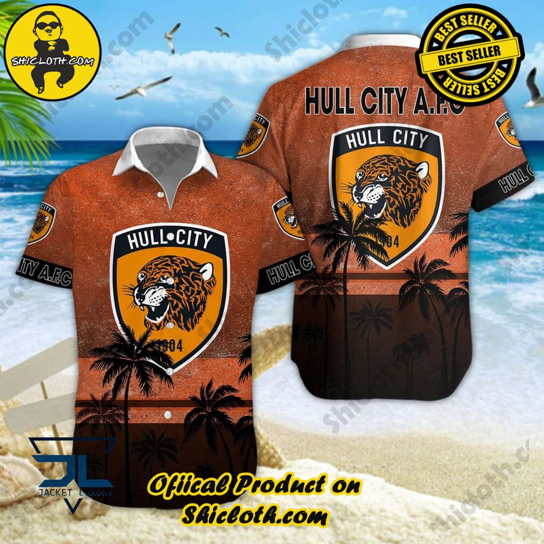 Hull City EFL Palm Tree Aloha Hawaiian Shirt