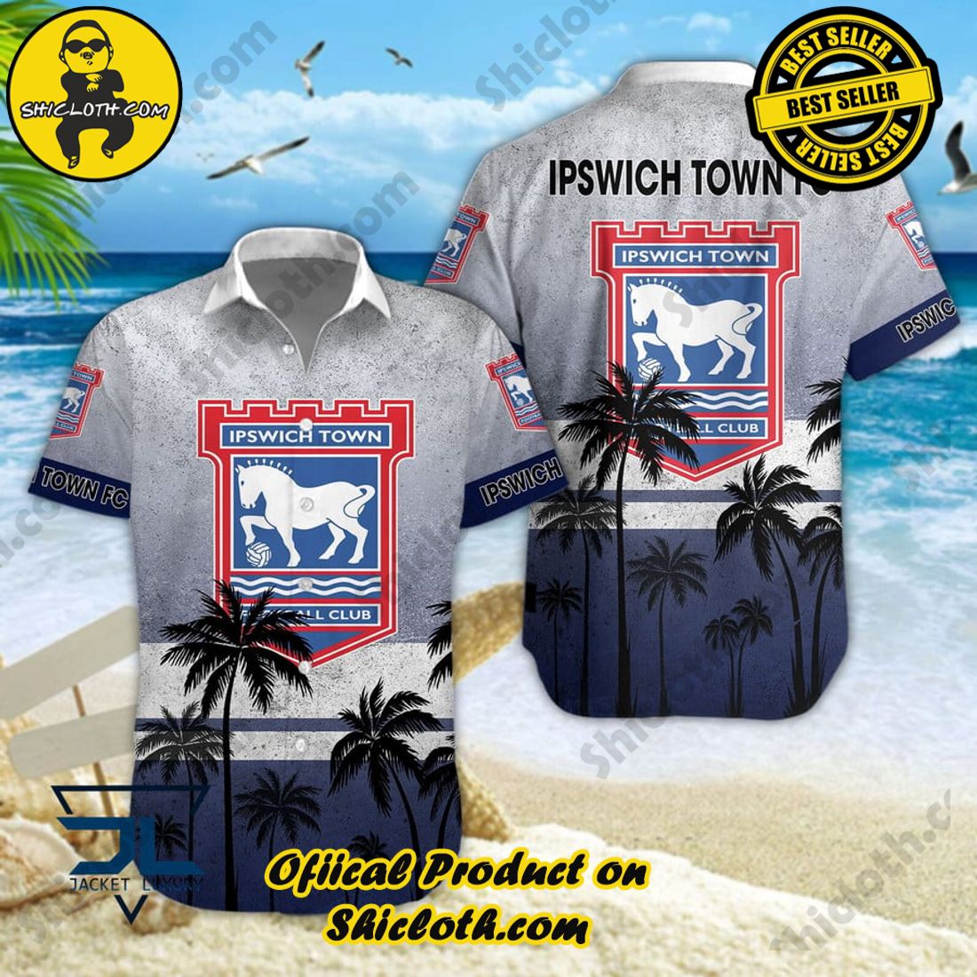 Ipswich Town FC EFL Palm Tree Aloha Hawaiian Shirt