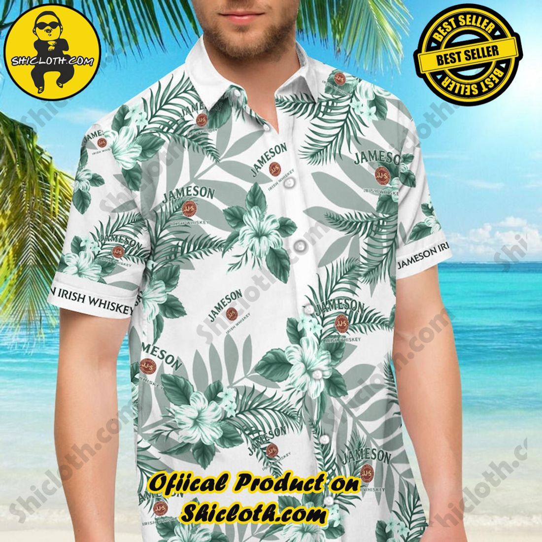Alternative view of Jameson Irish Whiskey Floral Aloha Hawaiian Shirt