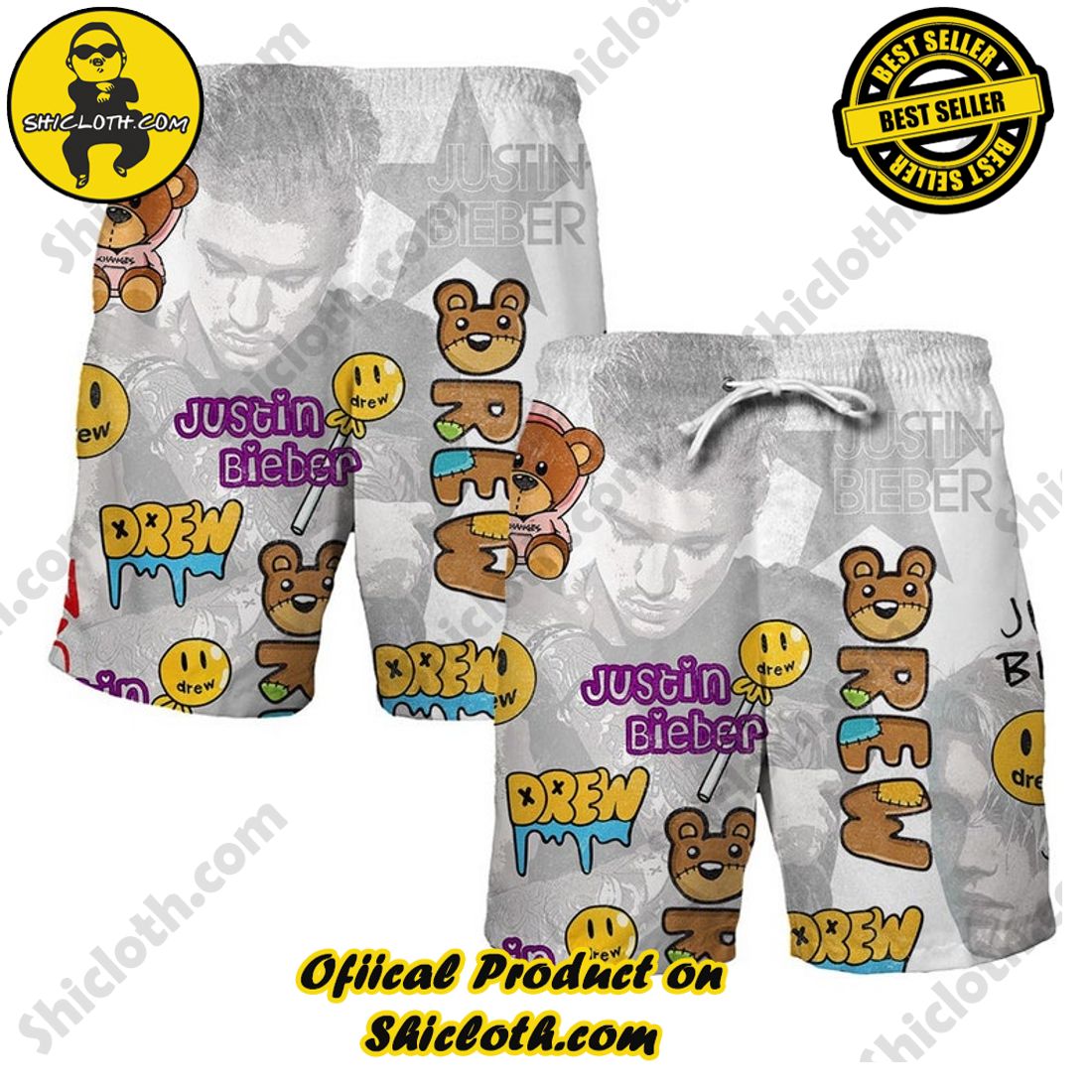 Alternative view of Justin Bieber Vintage Black White Hawaiian Shirt