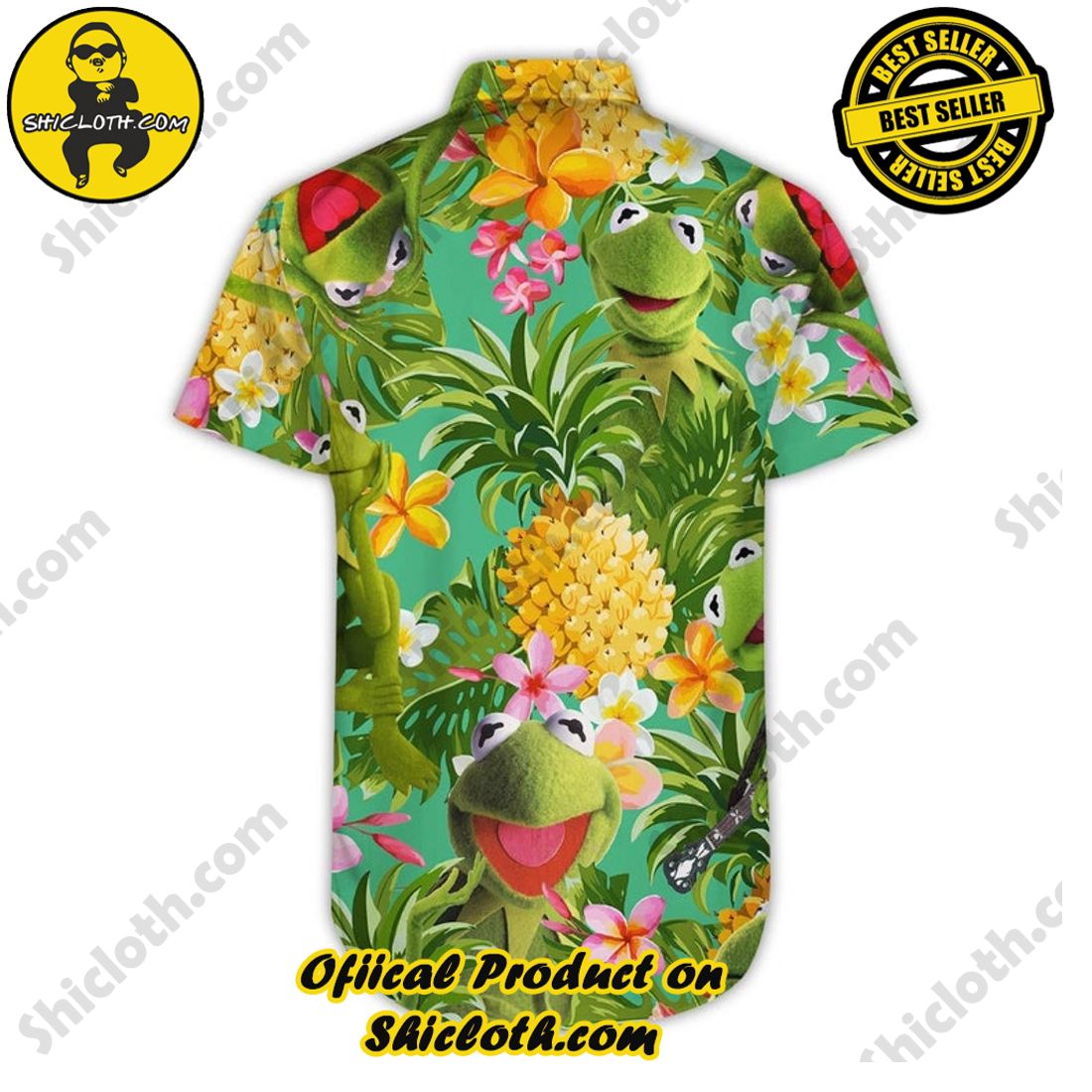 Kermit The Frog Tropical Pineapple Hawaiian Shirt 6 Kermit The Frog Tropical Pineapple Hawaiian Shirt - Image 6