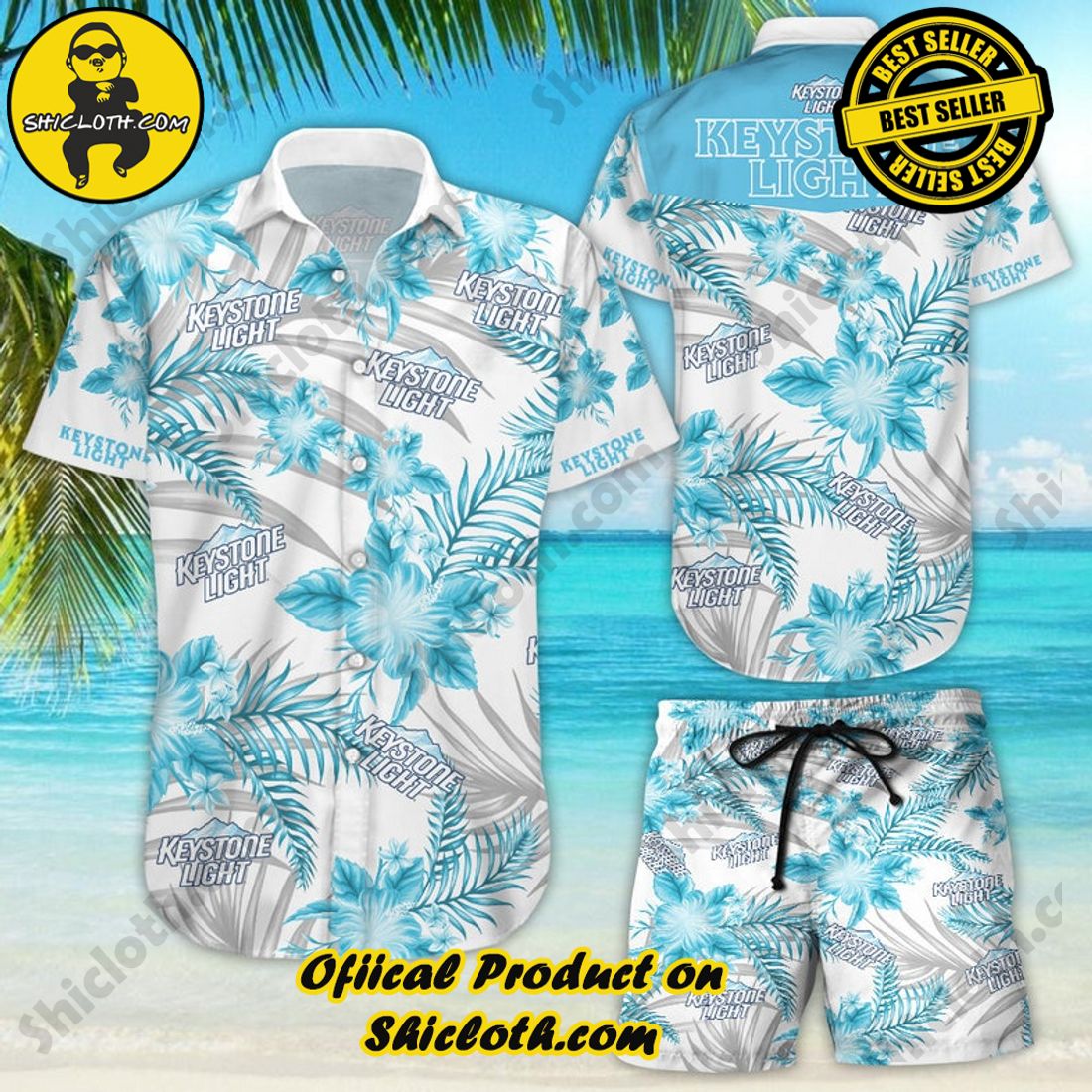 Keystone Light Beer Floral Aloha Hawaiian Shirt