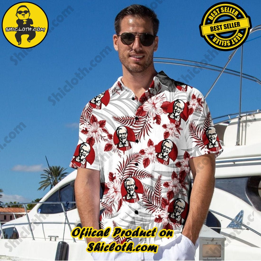 Alternative view of KFC Floral Aloha Hawaiian Shirt