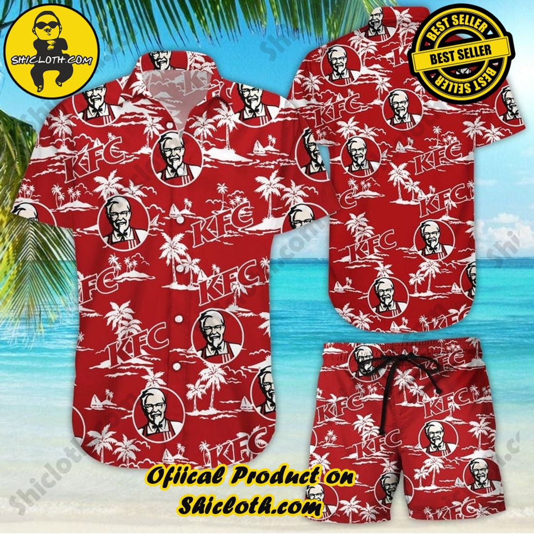KFC Floral Aloha Red Hawaiian Shirt