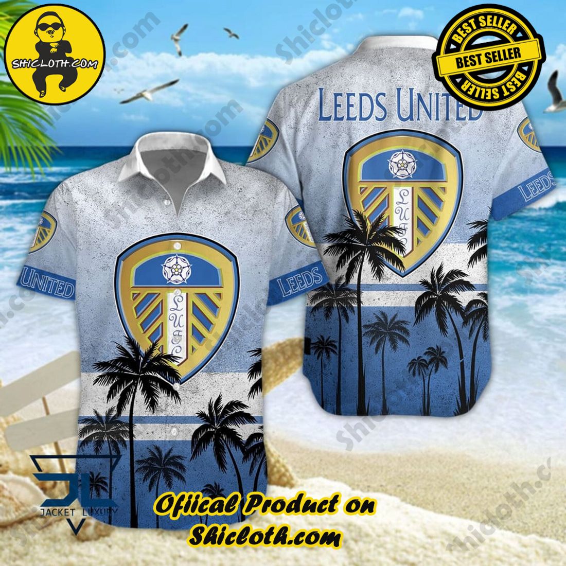 Leeds United FC EFL Palm Tree Aloha Hawaiian Shirt