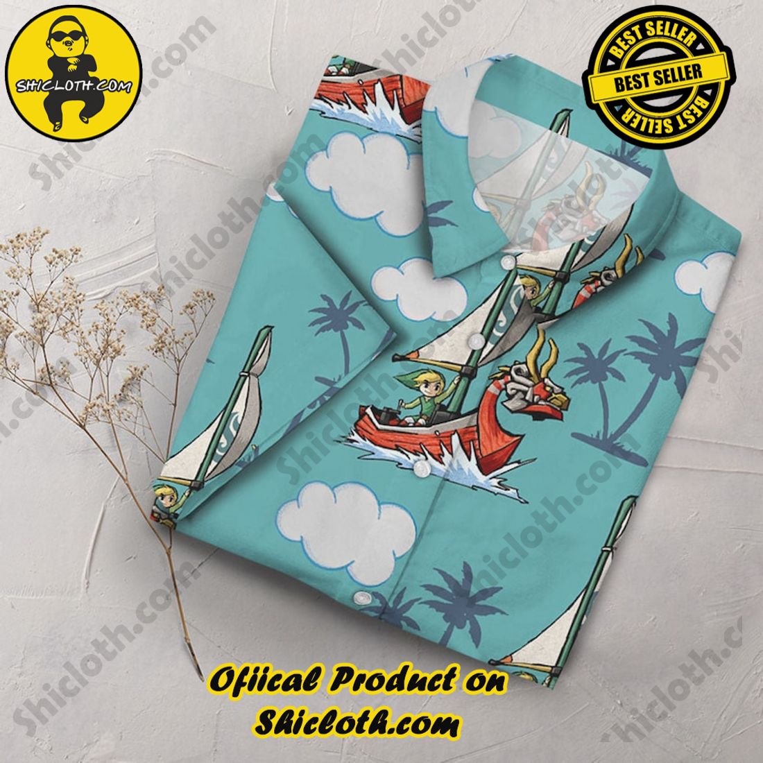 Legend of Zelda The Wind Waker Palm Tree Hawaiian Shirt 3 Legend of Zelda The Wind Waker Palm Tree Hawaiian Shirt - Image 3