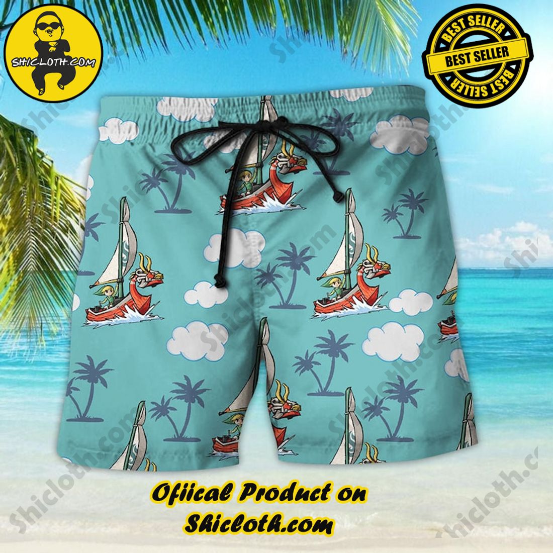 Legend of Zelda The Wind Waker Palm Tree Hawaiian Shirt 4 Legend of Zelda The Wind Waker Palm Tree Hawaiian Shirt - Image 4