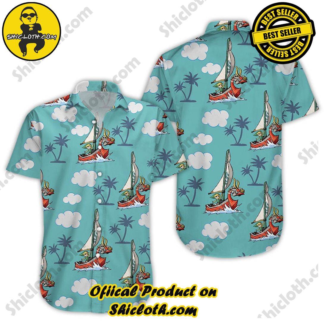 Legend of Zelda The Wind Waker Palm Tree Hawaiian Shirt 5 Legend of Zelda The Wind Waker Palm Tree Hawaiian Shirt - Image 5