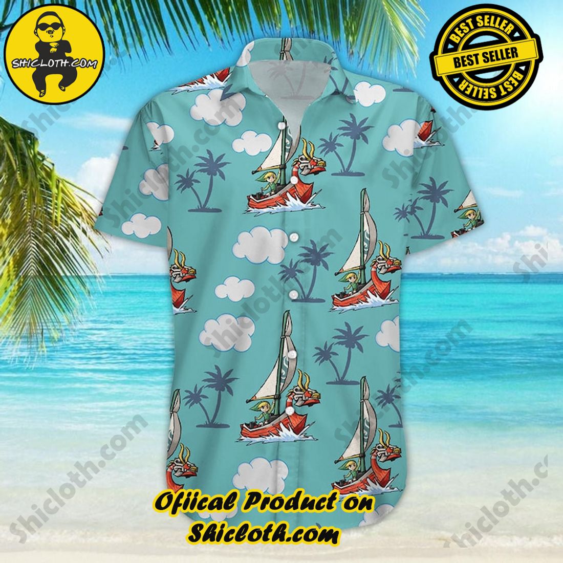 Legend of Zelda The Wind Waker Palm Tree Hawaiian Shirt 6 Legend of Zelda The Wind Waker Palm Tree Hawaiian Shirt - Image 6