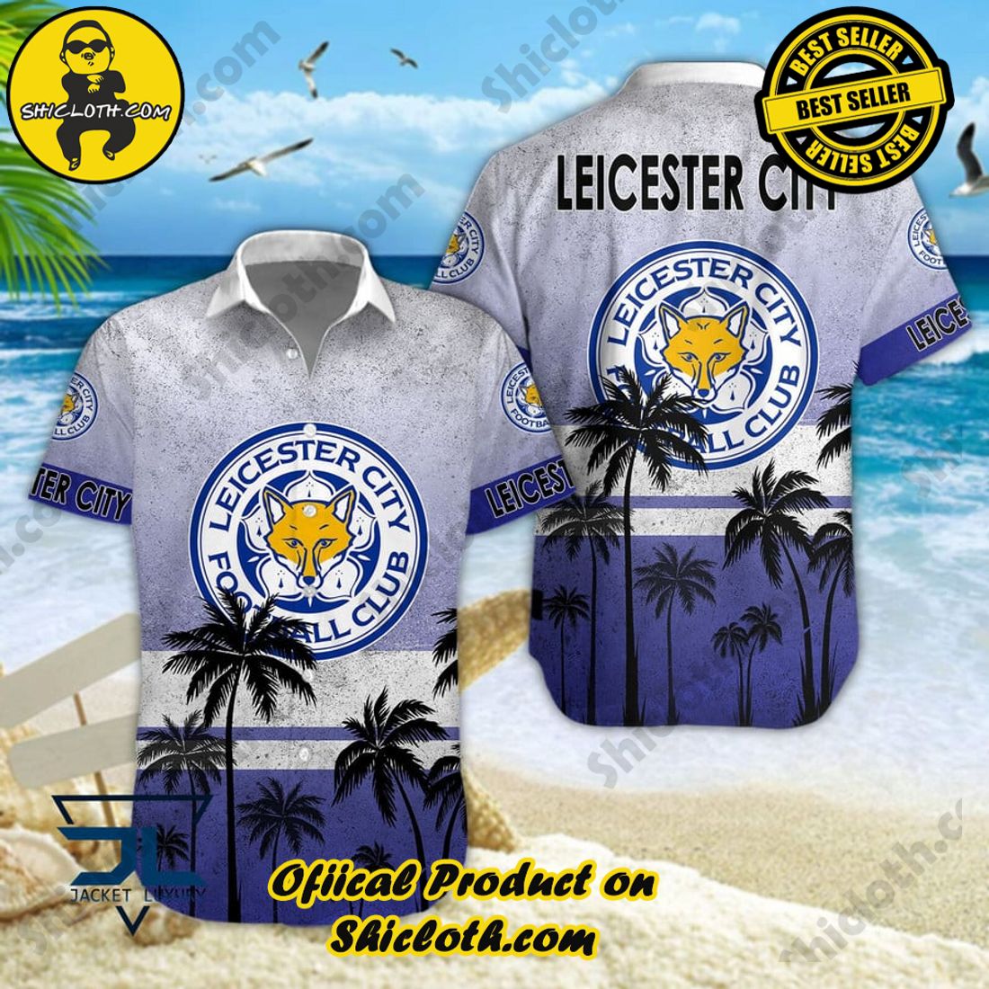 Leicester City FC EFL Palm Tree Aloha Hawaiian Shirt