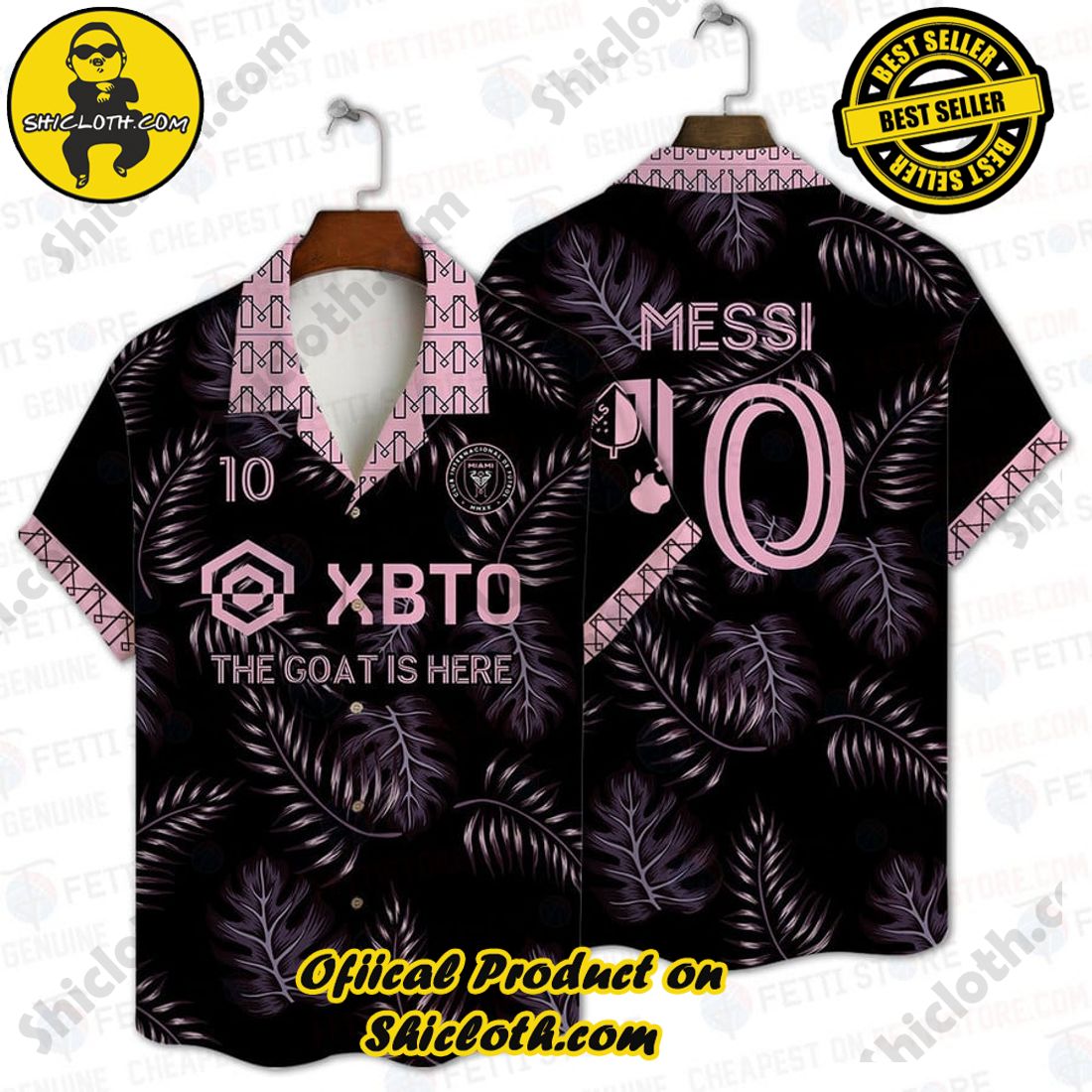 Lionel Messi MLS Inter Miami Black Floral Hawaiian Shirt