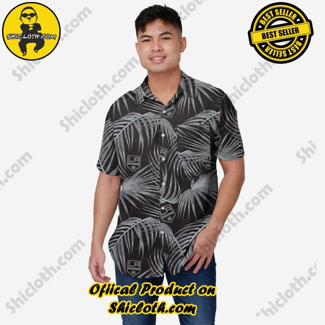 Best Seller Hawaiian Shirt And Short in Shicloth !!! Buy it now 9 Los Angeles Kings Hawaiian Button Up Shirt