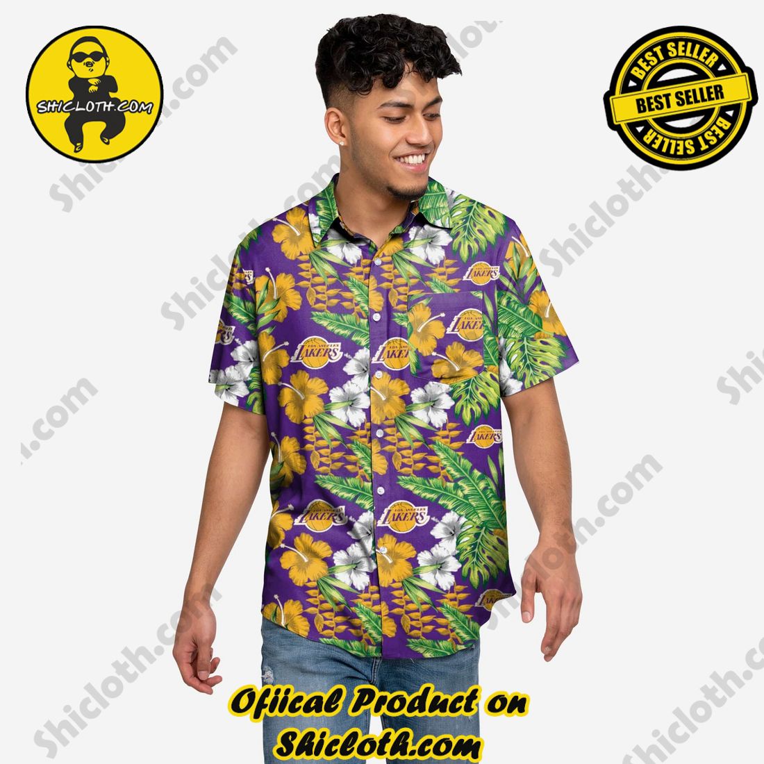 HOT HIT Hawaiian Shirt And Short in Shicloth !!! Own it now 17 Los Angeles Lakers Floral Button Up Shirt
