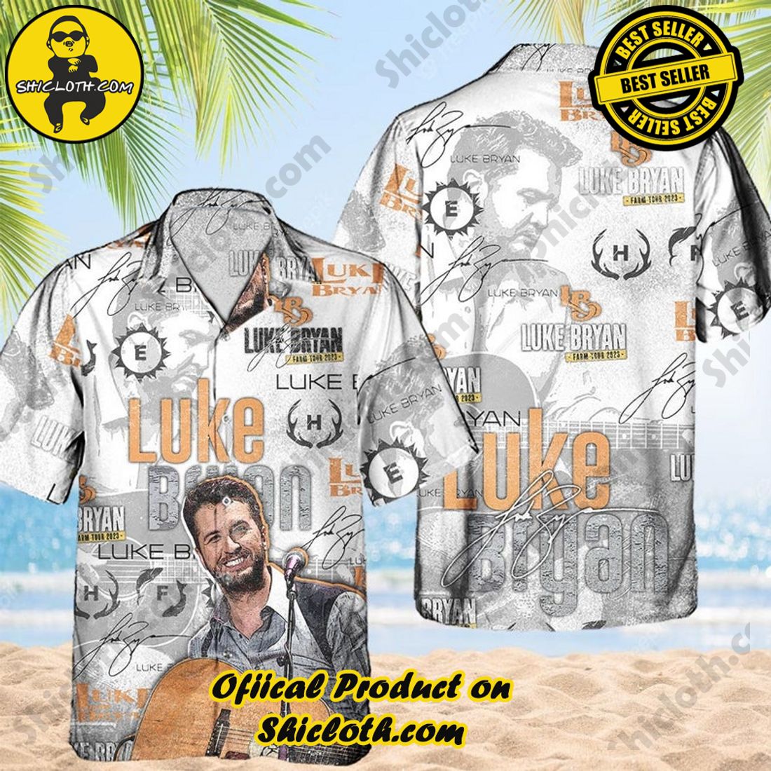 Luke Bryan Vintage White Orange Hawaiian Shirt