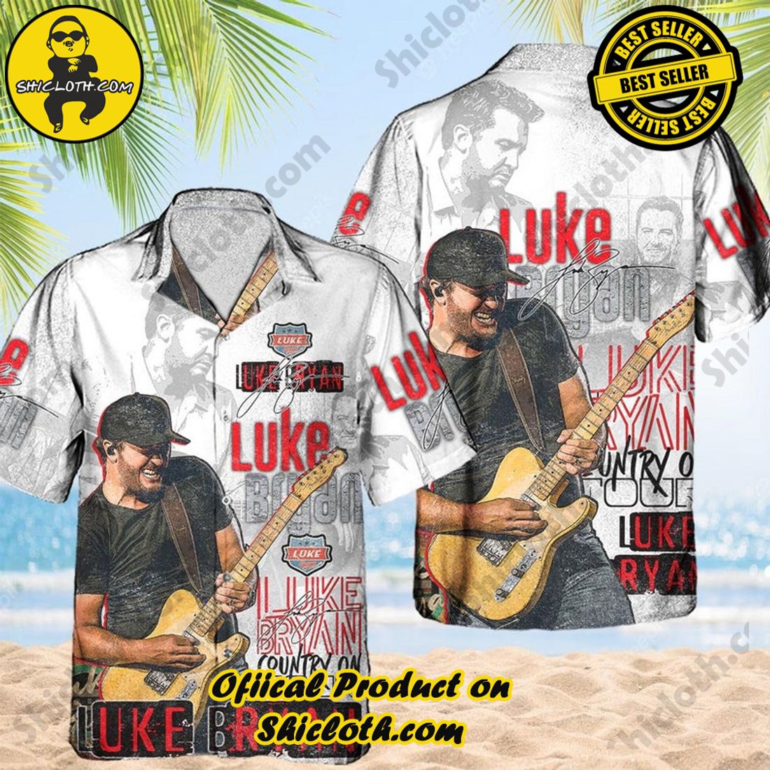 Luke Bryan Vintage White Red Hawaiian Shirt