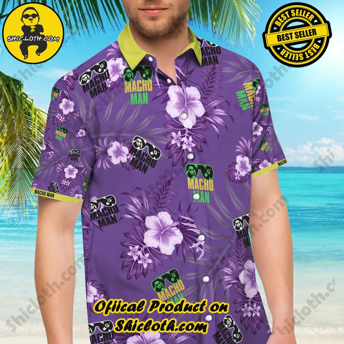 Alternative view of Macho Man Randy Savage Floral Aloha Hawaiian Shirt
