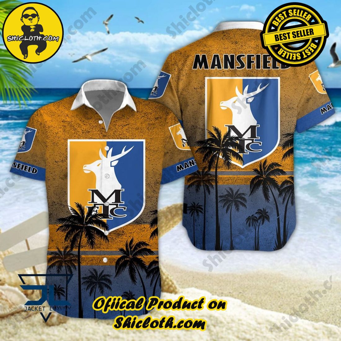 Mansfield Town EFL Palm Tree Aloha Hawaiian Shirt