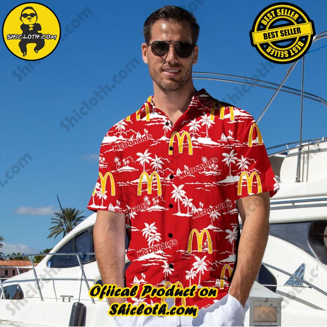 Alternative view of Mcdonald Tropical Flower Aloha Hawaiian Shirt