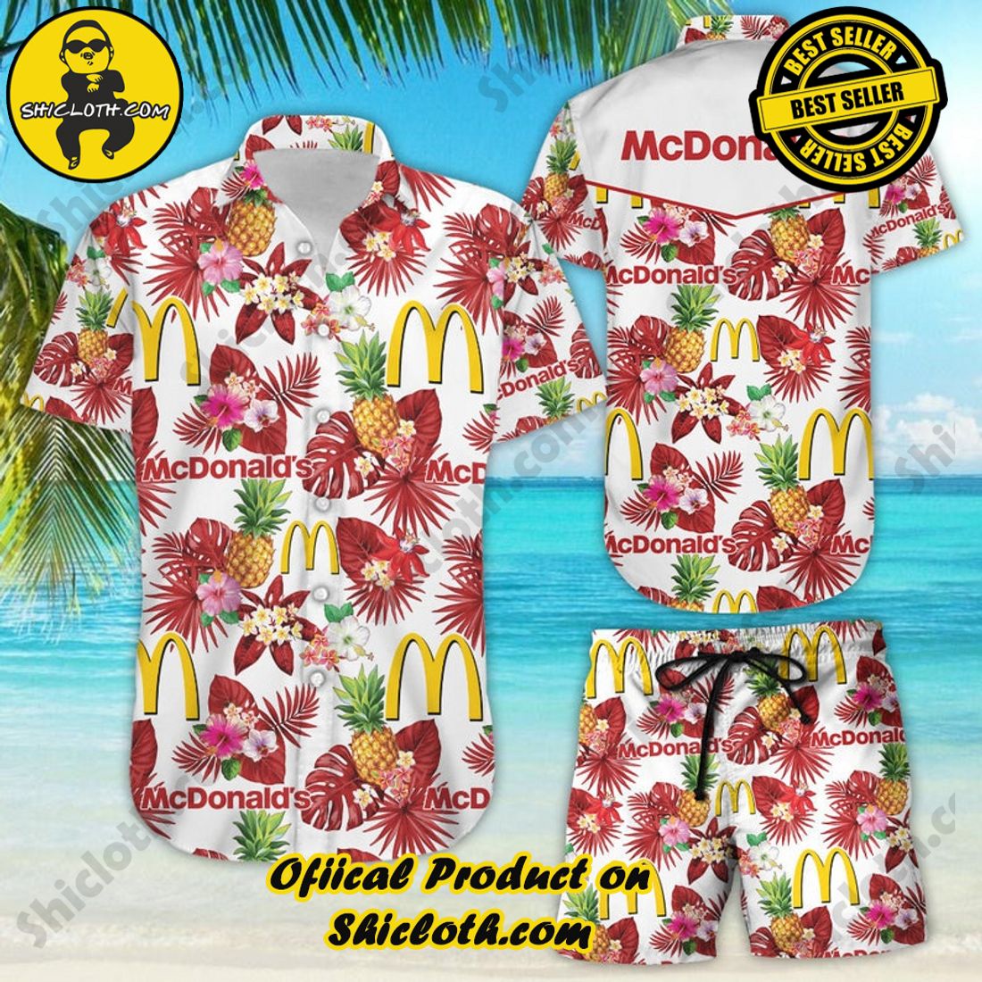 McDonalds Floral Pineapple Hawaiian Shirt