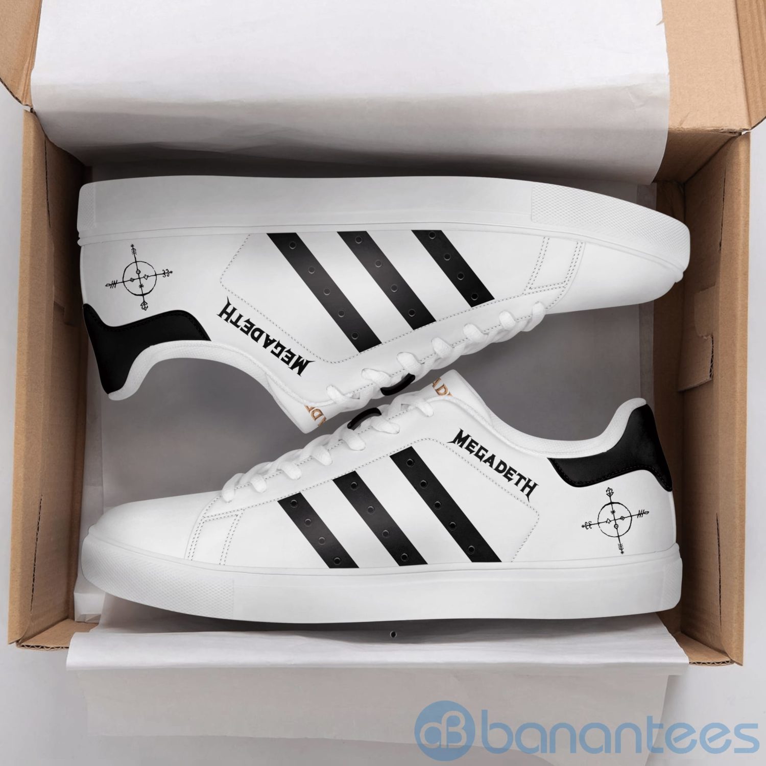 Step Up Your Style with Stan Smith Shoes: Available Now at Shicloth! 8 Megadeth Black Striped White Adidas Stan Smith Low Top Shoes