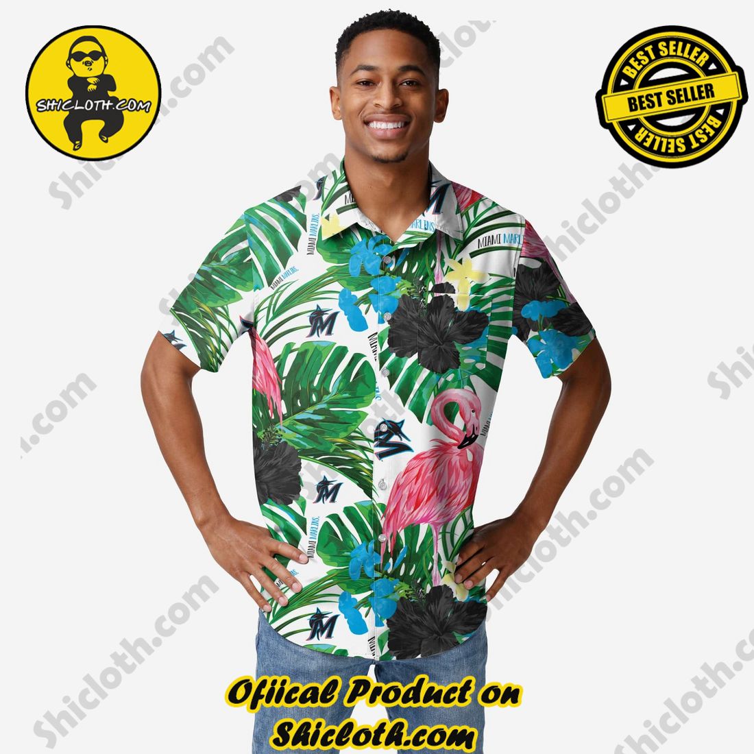 BEST SELLER Hawaiian Shirt And Short in Shicloth !!! Buy it now 4 Miami Marlins Flamingo Button Up Shirt