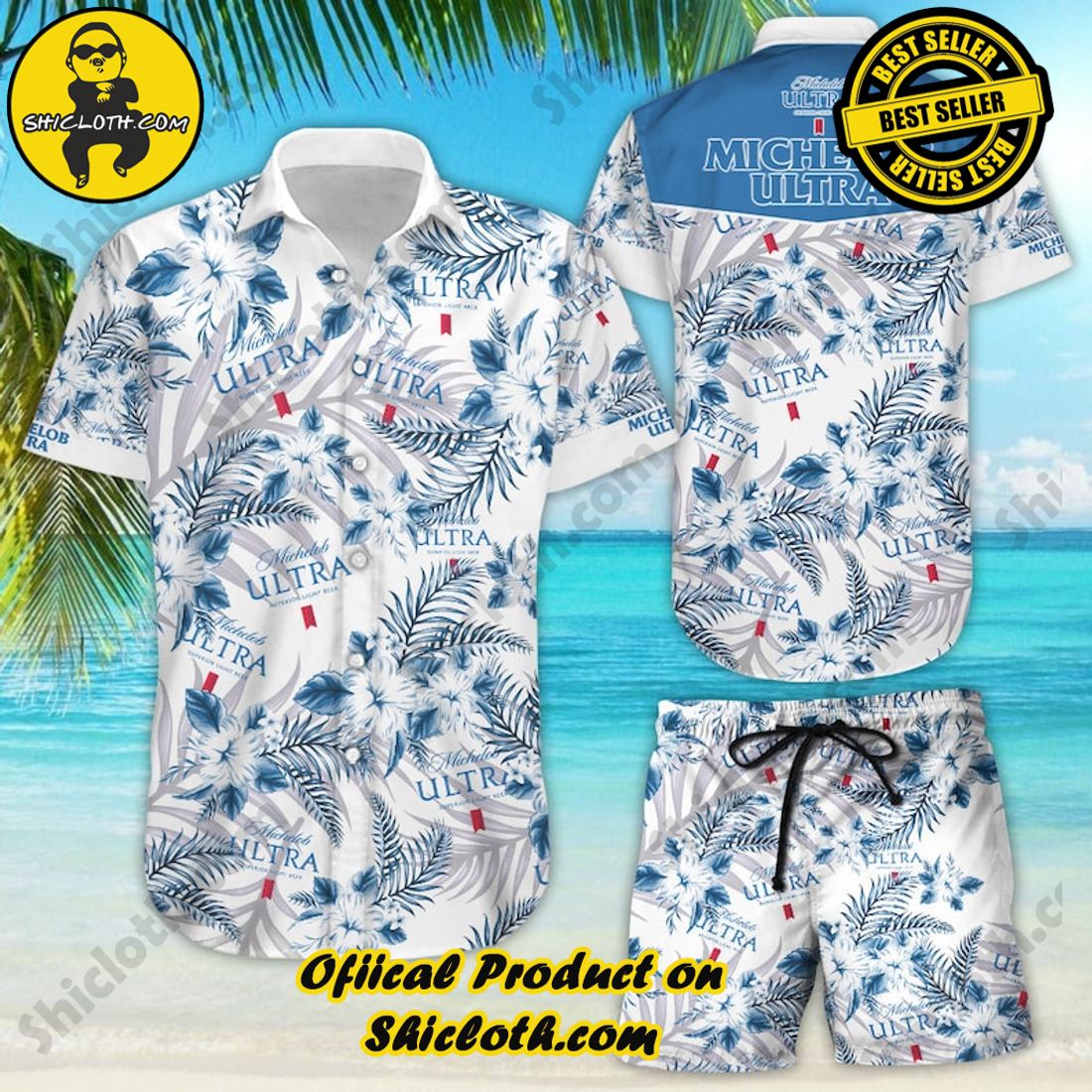 Michelob Ultra Beer Floral Aloha Hawaiian Shirt