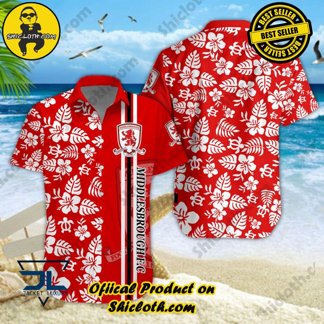 Middlesbrough FC EFL Floral Aloha Hawaiian Shirt