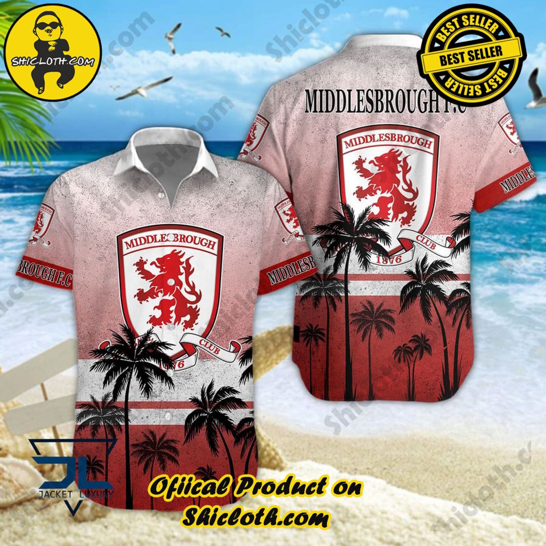 Middlesbrough FC EFL Palm Tree Aloha Hawaiian Shirt