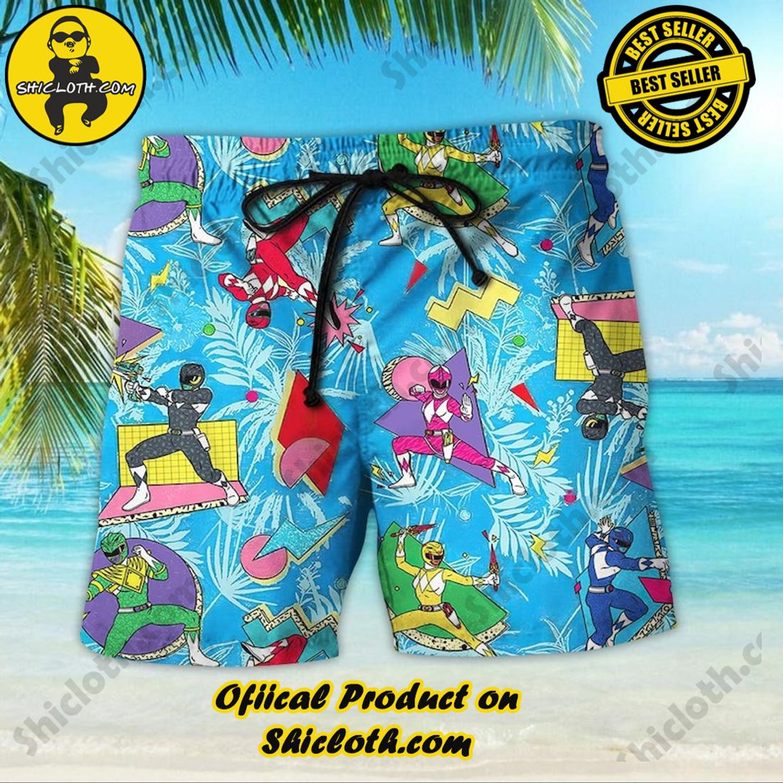 Mighty Morphin Power Ranger Colorful Hawaiian Shirt 3 Mighty Morphin Power Ranger Colorful Hawaiian Shirt - Image 3